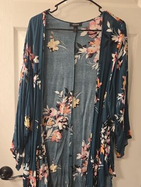 torrid Teal Floral Open-Front Kimono